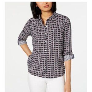 Tommy Hilfiger Floral Button-Up Shirt Cottagecore  Daisy Blouse Size: 1X